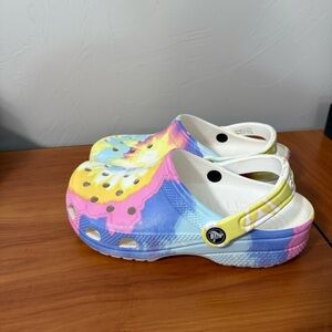 Crocs Classic Tie Dye Clog Slip On Shoe Water Rubber Graphic Multicolor‎ Pastel
